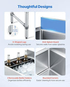 Commercial Ice Bin,19 Inch Stainless Steel Ice Chest with Sliding Lid and Bottle Holders, Cooler Cart Cocktail, alternate