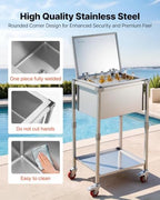 Commercial Ice Bin, Underbar Ice Bin, Stainless Steel Ice Chest with Sliding Lid, Bottle Holders, Adjustable, alternate view