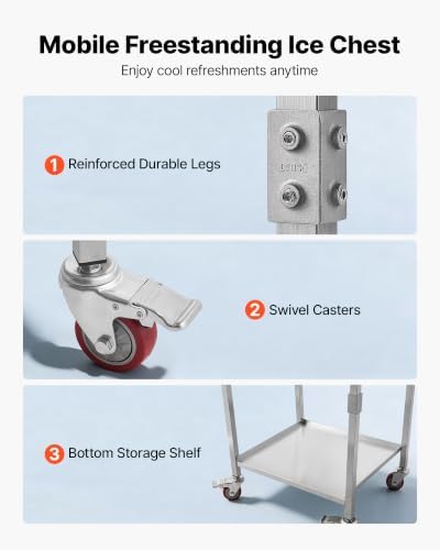 Commercial Ice Bin, Underbar Ice Bin, Stainless Steel Ice Chest with Sliding Lid, Bottle Holders, Adjustable, alternate view