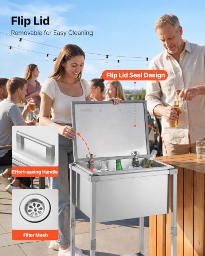 Commercial Ice Bin, Underbar Ice Bin, Stainless Steel Ice Chest with Sliding Lid, Bottle Holders, Adjustable, alternate view