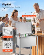 Commercial Ice Bin, Underbar Ice Bin, Stainless Steel Ice Chest with Sliding Lid, Bottle Holders, Adjustable, alternate view