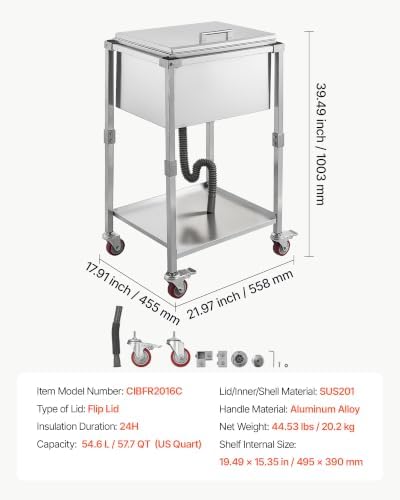 Commercial Ice Bin, Underbar Ice Bin, Stainless Steel Ice Chest with Sliding Lid, Bottle Holders, Adjustable, alternate view