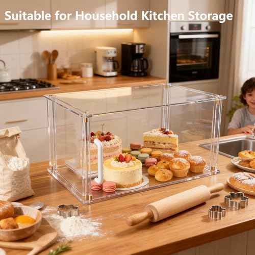 Commercial Pastry Display Case Acrylic Countertop Bakery Display Case in 1‐Tier:15.8" L x 7.9" W x 9.5" H in, alternate view