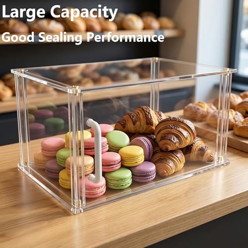 Commercial Pastry Display Case Acrylic Countertop Bakery Display Case in 1‐Tier:15.8" L x 7.9" W x 9.5" H in, alternate view