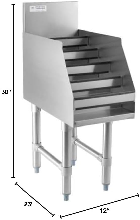 Commercial Rack - 5-Tiered Stainless Steel Liquor Display Rack, 12" W x 23" D (32L-063) in 12"W x 23"D in Silver, alternate
