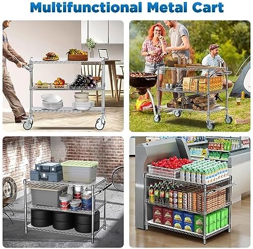 Commercial Rolling Utility Cart,45In Large Kitchen Carts with Wheels, alternate view 5