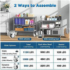 Commercial Rolling Utility Cart,45In Large Kitchen Carts with Wheels, alternate view 6