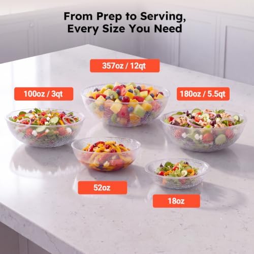 Commercial Salad Bowl, 180oz / 5.5 Qt, 12.8", 4 Pack, Dishwasher Safe in 180 oz in Clear, alternate view 4