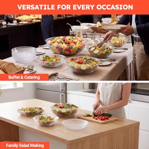 Commercial Salad Bowl, 180oz / 5.5 Qt, 12.8", 4 Pack, Dishwasher Safe in 180 oz in Clear, alternate view 6