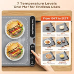 Compact Food Warming Mat 32"x15", 7 Temp Levels for Family Dinners (Gray) in Gray, alternate view 3
