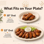 Compostable Oval Paper Plates [10 inch, 68-Pack] Elegant Disposable Dinner Platter Heavy-Duty Quality, Natural, alternate