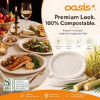 Compostable Oval Paper Plates [10 inch, 68-Pack] Elegant Disposable Dinner Platter Heavy-Duty Quality, Natural, alternate