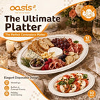Compostable Oval Paper Plates [10 inch, 68-Pack] Elegant Disposable Dinner Platter Heavy-Duty Quality, Natural, alternate