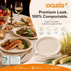 Compostable Oval Paper Plates [12.5 inch, 68-Pack] Elegant Disposable Dinner Platter Heavy-Duty Quality, Natural, alternate
