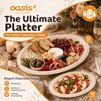Compostable Oval Paper Plates [12.5 inch, 68-Pack] Elegant Disposable Dinner Platter Heavy-Duty Quality, Natural, alternate