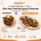 Compostable Oval Paper Plates [12.5 inch, 68-Pack] Elegant Disposable Dinner Platter Heavy-Duty Quality, Natural, alternate