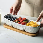 Condiment Bowls Divided Serving Tray, Chip and Dip Bowl for Party in Medium-10 inches in White, alternate view 2