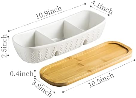 Condiment Bowls Divided Serving Tray, Chip and Dip Bowl for Party in Medium-10 inches in White, alternate view 3