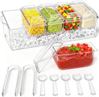 Condiment Tray, Chilled Condiment Server, Bar Accessories on Ice in 8 compartments in Clear