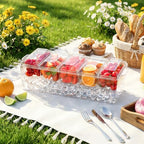 Condiment Tray, Chilled Condiment Server, Bar Accessories on Ice in 8 compartments in Clear, alternate view 2