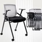 Conference Room Chairs, Folding Office Desk Chair with Lumbar Support and Sliding Armrest, Office Guest Chairs &