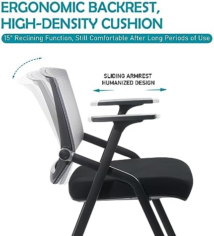 Conference Room Chairs, Folding Office Desk Chair with Lumbar Support and Sliding Armrest, Office Guest Chairs &, alternate
