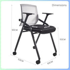 Conference Room Chairs, Folding Office Desk Chair with Lumbar Support and Sliding Armrest with Casters, alternate view 2