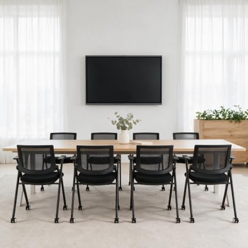 Conference Room Chairs with Wheels and Paddle, Ergonomic Mesh Back and Arms for Meeting, Conference, Reception