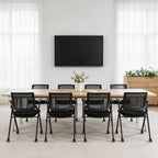 Conference Room Chairs with Wheels and Paddle, Ergonomic Mesh Back and Arms for Meeting, Conference, Reception