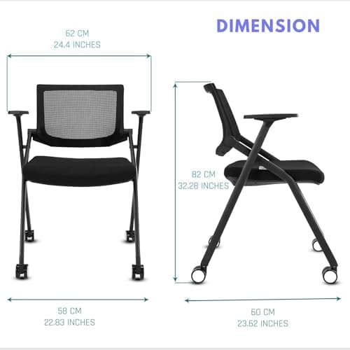 Conference Room Chairs with Wheels and Paddle, Ergonomic Mesh Back and Arms for Meeting, Conference, Reception, alternate