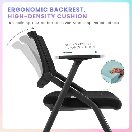 Conference Room Chairs with Wheels and Paddle, Ergonomic Mesh Back and Arms for Meeting, Conference, Reception, alternate