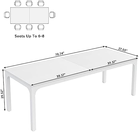 Conference Table, 78.7-Inch Rectangle Meeting Seminar Table, Large Business Office Conference Tables for 6-8, alternate view