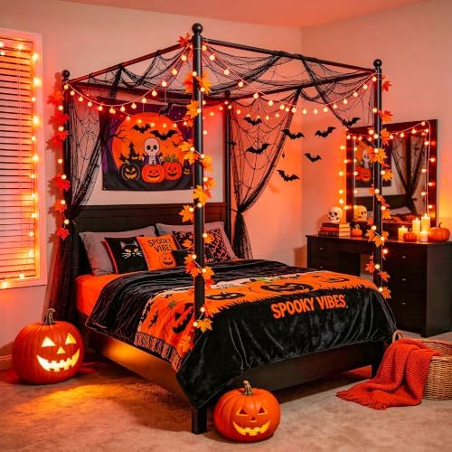 Connectable 100 LED Globe Orange Halloween Lights Indoor, alternate view 4