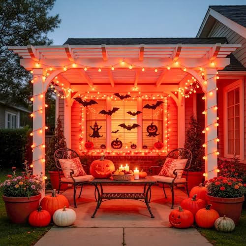 Connectable 100 LED Globe Orange Halloween Lights Indoor, alternate view 6