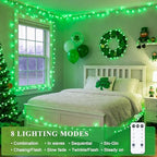 Connectable 100 LED Globe String Lights Indoor, 33ft 8 Modes Christmas String Light Plug in, Green Lights, alternate view 3