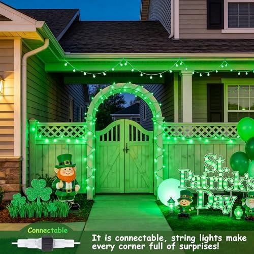 Connectable 100 LED Globe String Lights Indoor, 33ft 8 Modes Christmas String Light Plug in, Green Lights, alternate view 7