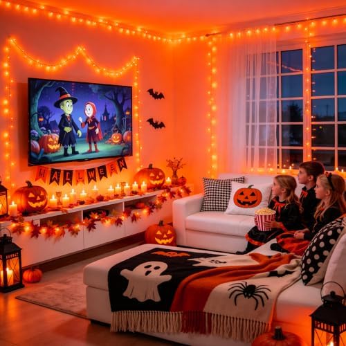 Connectable 100 LED Orange Halloween Lights Indoor Fall Lights, alternate view 2