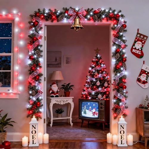 Connectable 100 LED Red and White Christmas Lights with 8 Modes, alternate view 2
