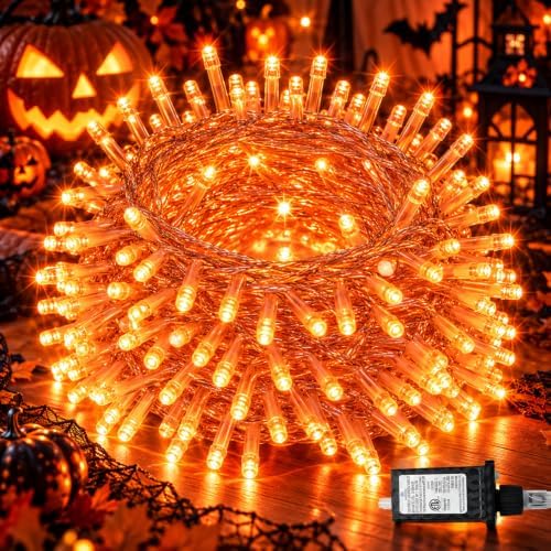 Connectable 240 LED Orange Halloween Lights, String Lights Indoor Outdoor