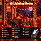 Connectable 240 LED Orange Halloween Lights, String Lights Indoor Outdoor, alternate view 2