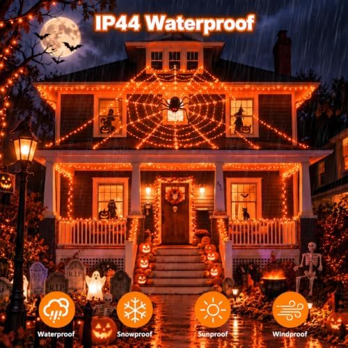 Connectable 240 LED Orange Halloween Lights, String Lights Indoor Outdoor, alternate view 4
