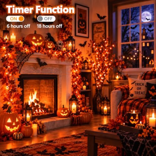 Connectable 240 LED Orange Halloween Lights, String Lights Indoor Outdoor, alternate view 5