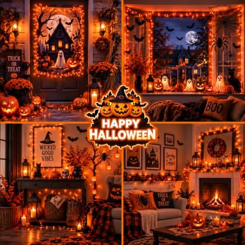 Connectable 240 LED Orange Halloween Lights, String Lights Indoor Outdoor, alternate view 7