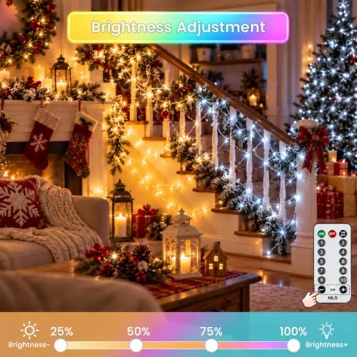 Connectable 300LED String Lights, Christmas Lights Cool White to Multicolor, alternate view 3