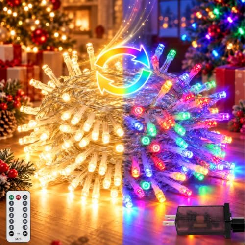 Connectable 300LED String Lights, Christmas Lights Warm White to Multicolor