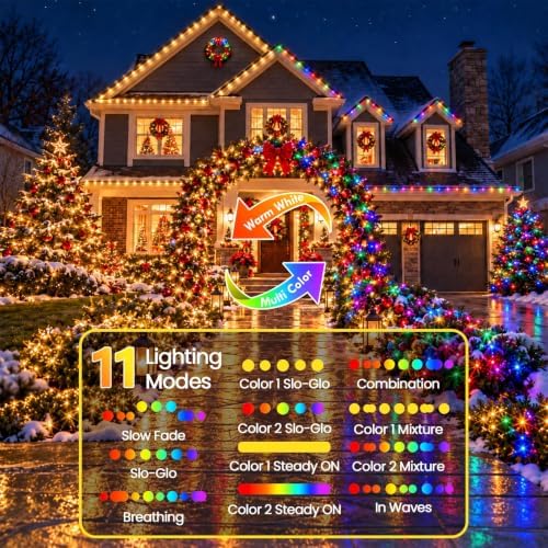 Connectable 300LED String Lights, Christmas Lights Warm White to Multicolor, alternate view 6