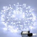 Connectable 8 Modes 100 LED White Christmas Lights Clear Wire