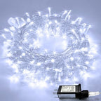 Connectable 8 Modes 100 LED White Christmas Lights Clear Wire