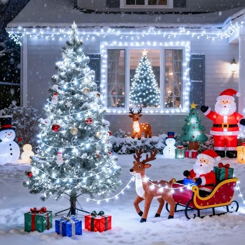 Connectable 8 Modes 100 LED White Christmas Lights Clear Wire (Pack of 2), alternate view 6
