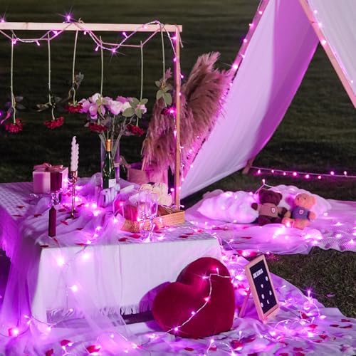 Connectable 8 Modes 33ft 100 LED Pink Christmas Lights, alternate view 6